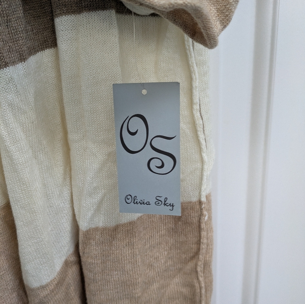 Olivia Sky Colorblock Open Front Hooded Cardigan - Picture 5 of 9
